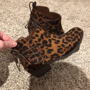 Leopard print booties